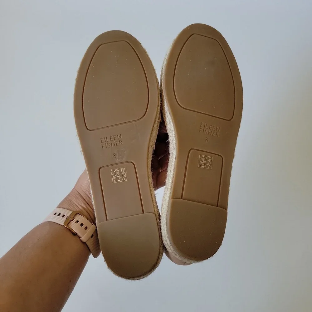 Eileen Fisher Lady D'Orsay Espadrille 8 Pastel Pink Leather Coastal Summer